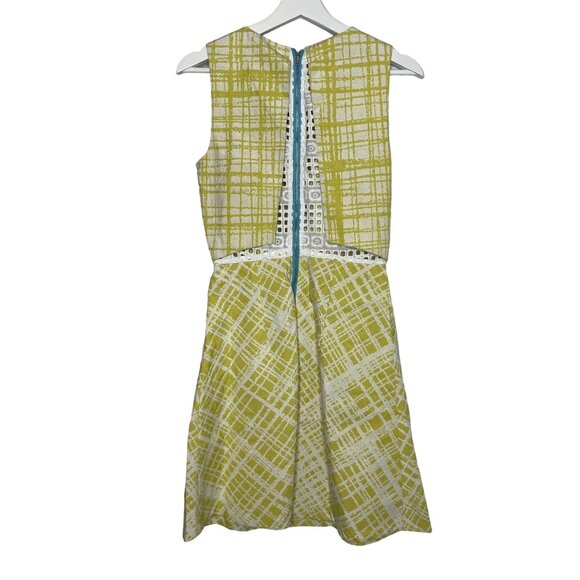 Walter Baker Women’s XS Yellow White Plaid Fit & Flare Sleeveless Dress - Picture 9 of 13